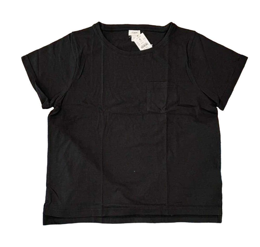 NWT J. Crew Black Slub Cotton-Blend Rolled Short-Sleeve Tee